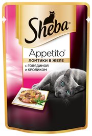 Sheba Корм для кошек Appetito ломтики в желе с говядиной и кроликом фото