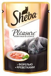 Sheba Корм для кошек Pleasure ломтики в соусе с форелью и креветками фото